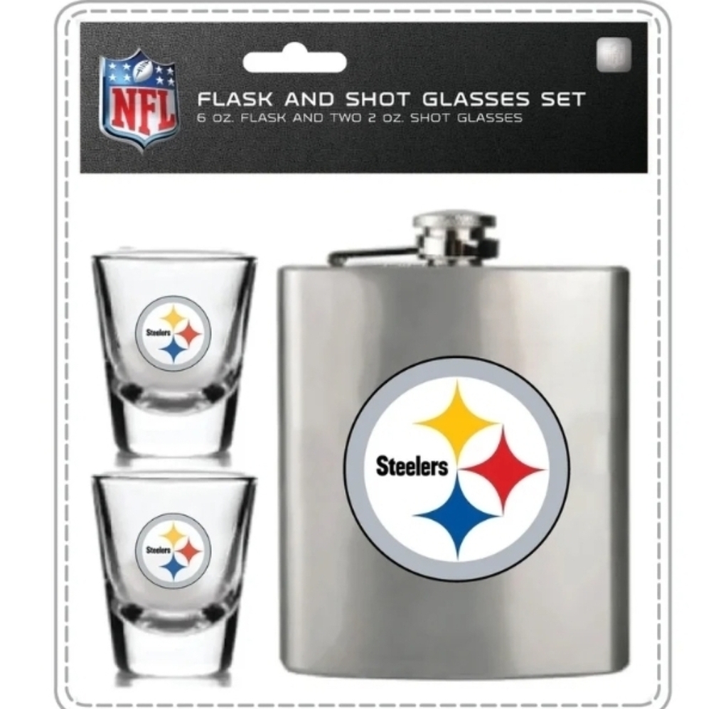 Pittsburgh Steelers Flask and Shot Glass Set